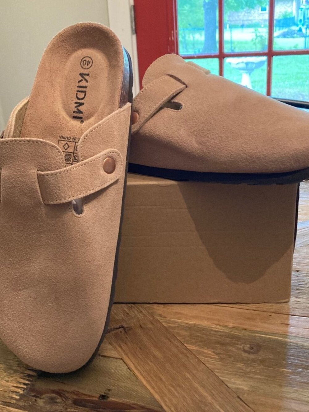 Kidmi Unisex Suede Clogs Tan 40 (Women's 9-9.5) New Cozy Chic Earthy Comfort
